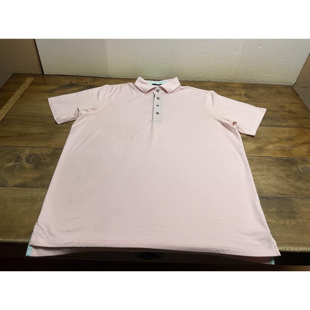 Greyson Polo Shirt Mens XL Pink/White Striped Short Sleeve - Wolf